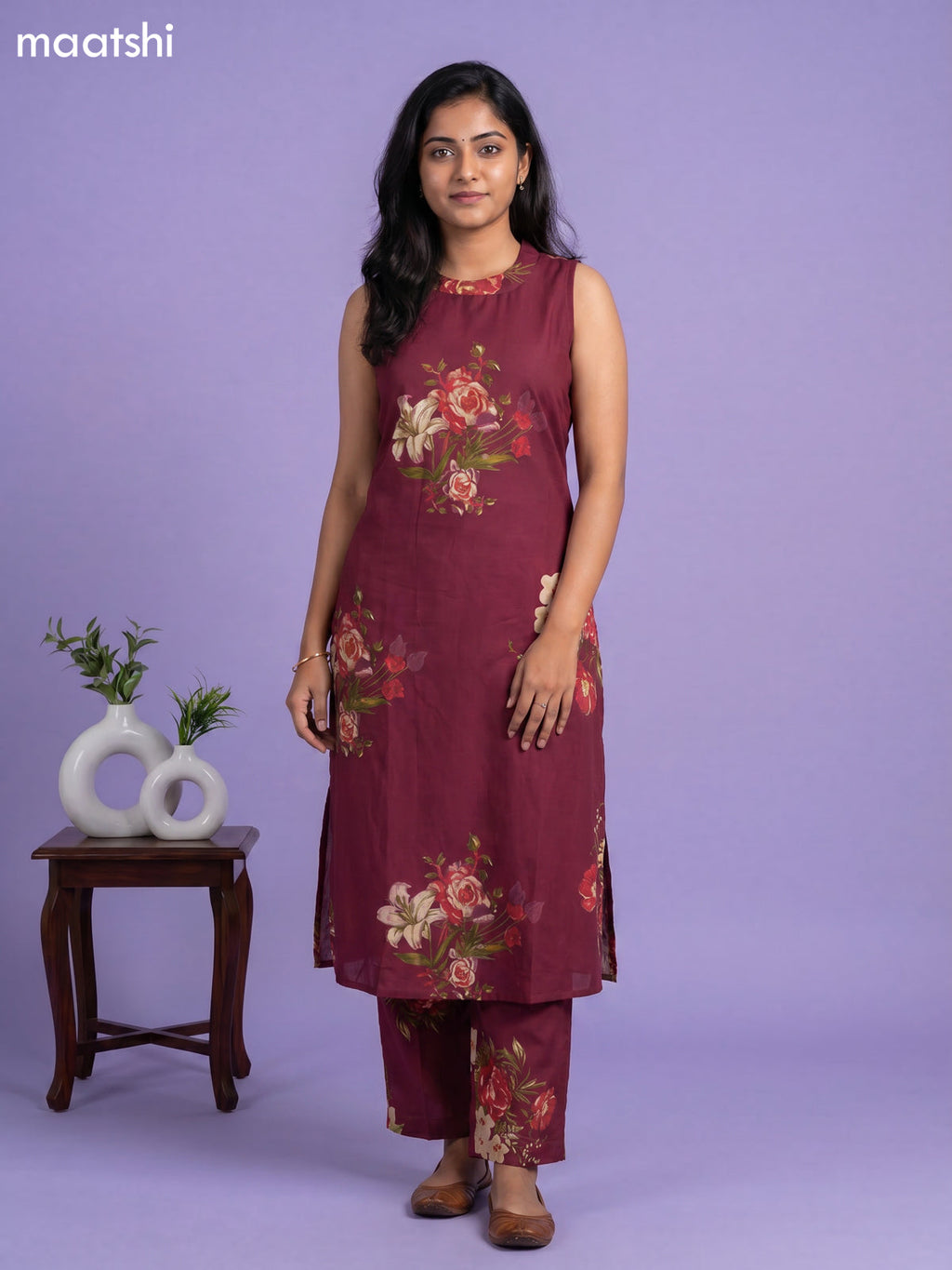 Magenta Pink Cotton Floral Printed Long Co-Ord Set