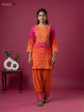 Pink and Orange Crepe Silk Bandhini Printed Co-Ord Set