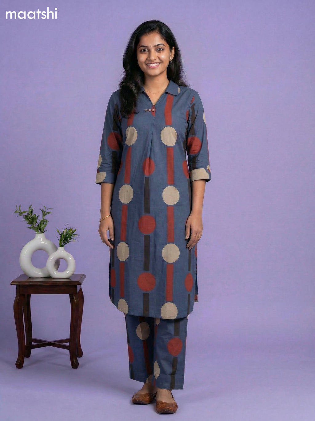 Peacock Blue Cotton Printed Short Co-Ord Set