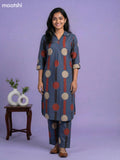 Peacock Blue Cotton Printed Short Co-Ord Set
