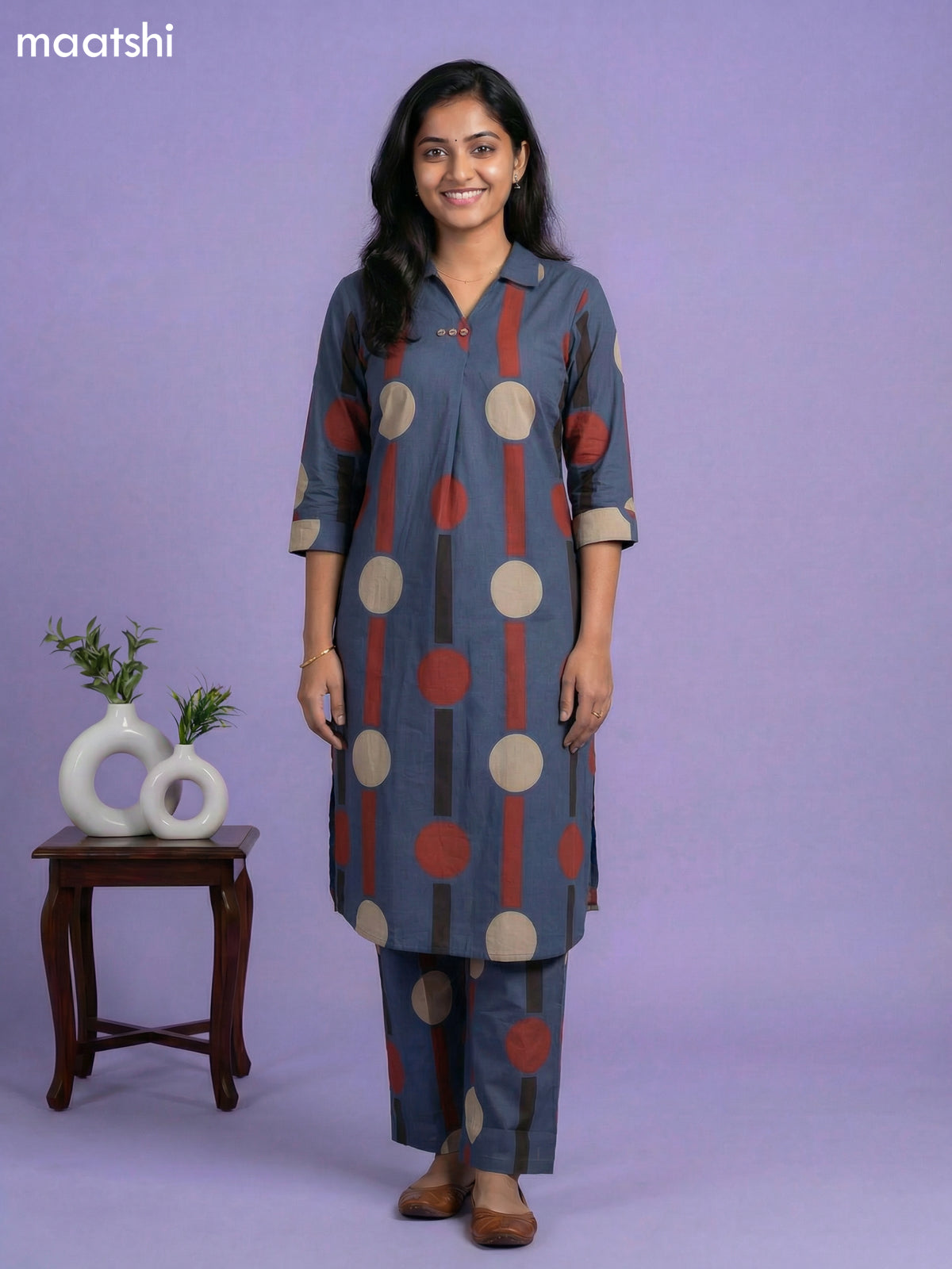 Peacock Blue Cotton Printed Short Co-Ord Set