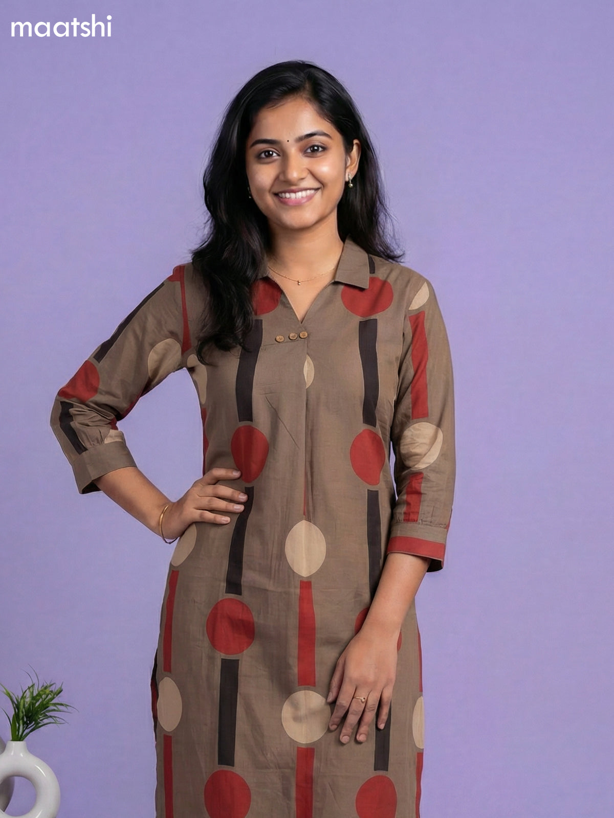 Dark Brown Cotton Printed Short Co-Ord Set