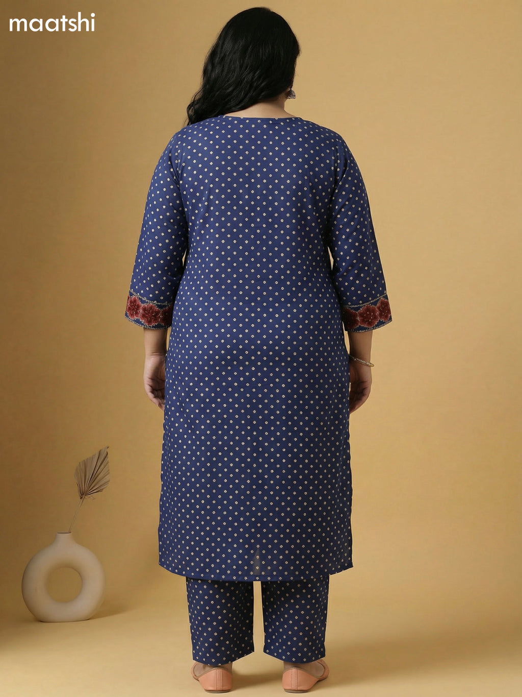 Blue Cotton Printed Straight Suit