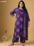 Violet Cotton Bandhini Printed Straight Suit