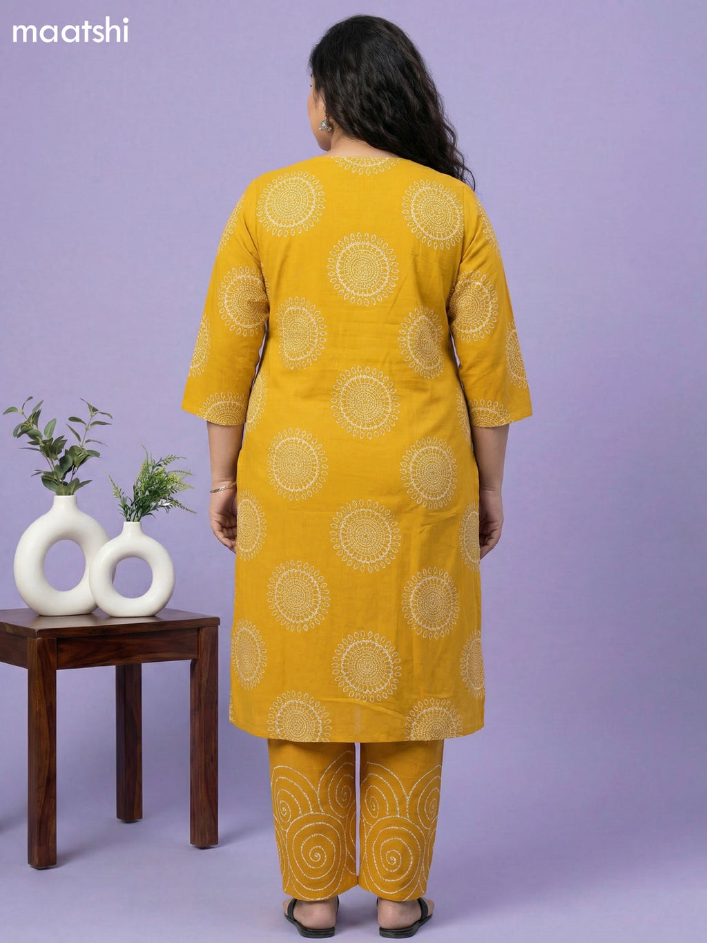 Yellow Cotton Bandhini Printed Straight Suit