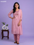 Onion Pink Chanderi Thread Buttas & Embroidery Work Straight Suit