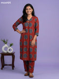 Rust Shade and Dark Grey Cotton Printed Co-Ord Set