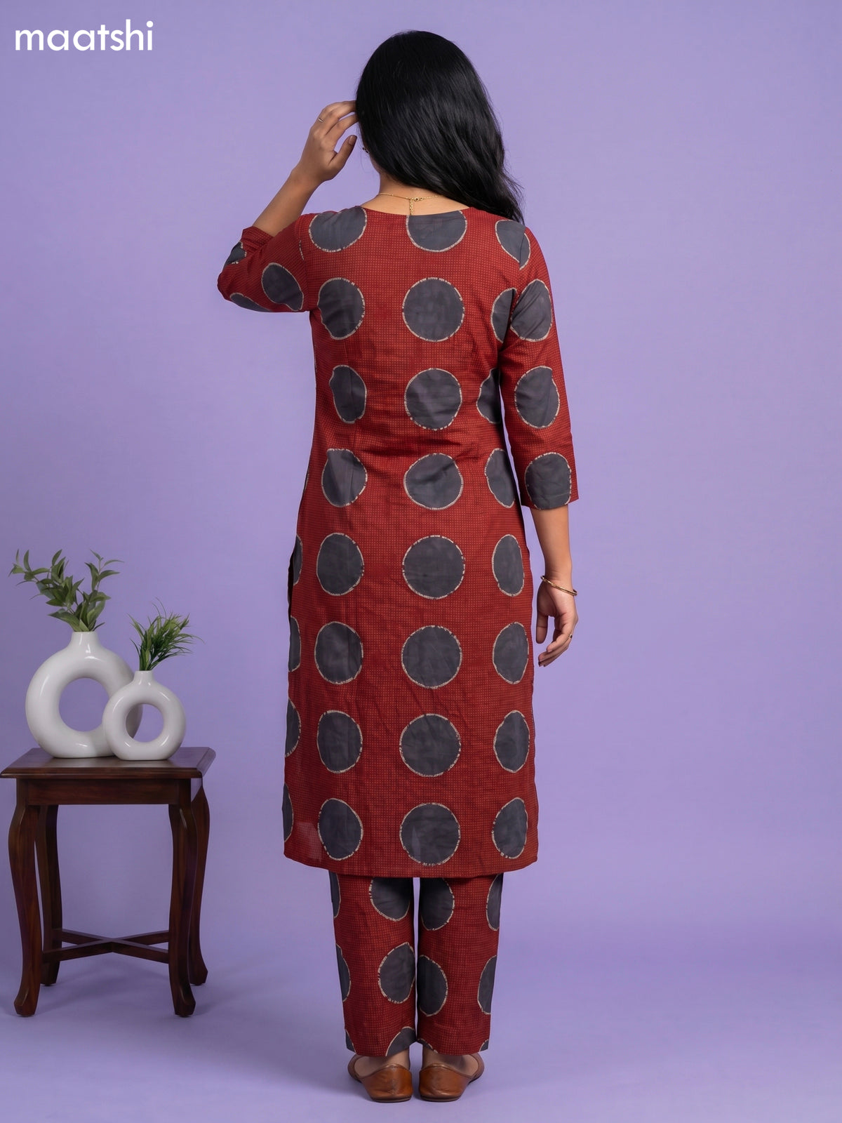 Rust Shade and Dark Grey Cotton Printed Co-Ord Set
