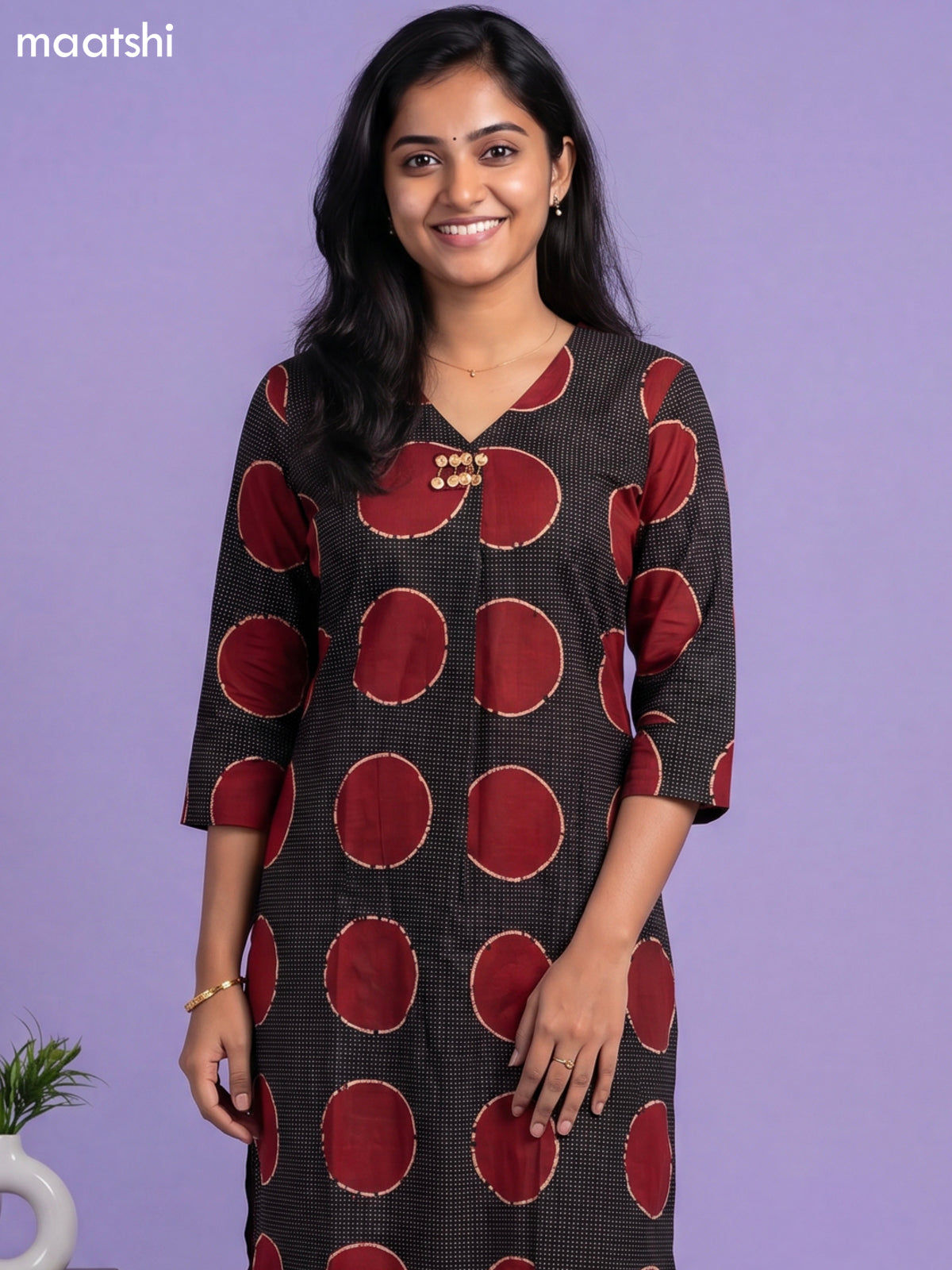 Black and Maroon Cotton Printed Co-Ord Set