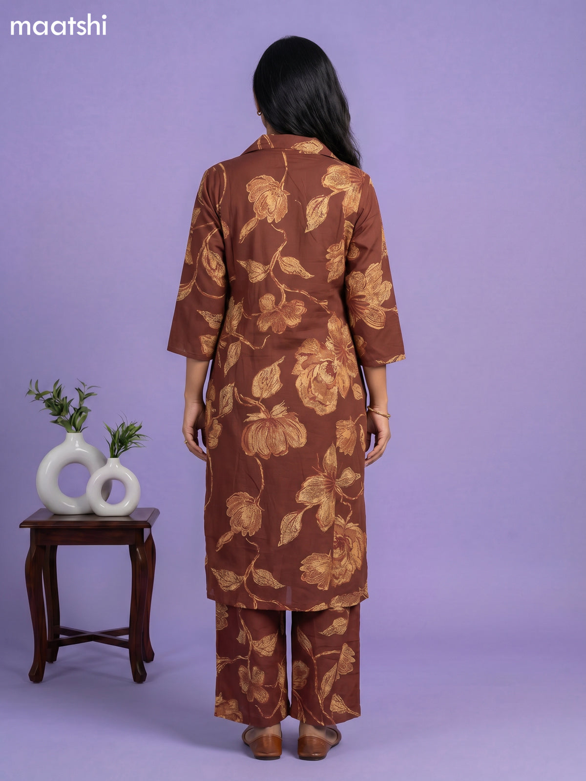 Brown Cotton Floral Printed Co-Ord Set