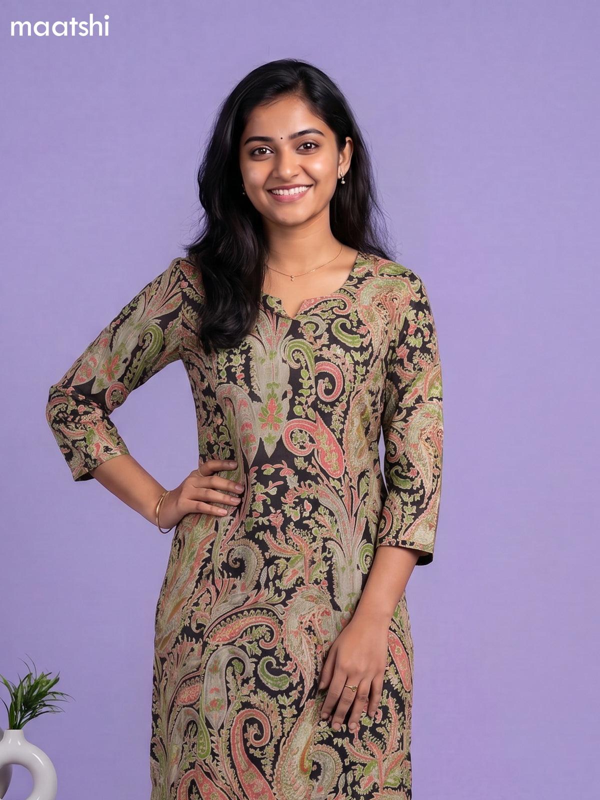 Black and Beige Cotton Printed Co-Ord Set