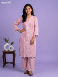 Dark Peach Cotton Embroidery & Hakoba Work Kuti Set