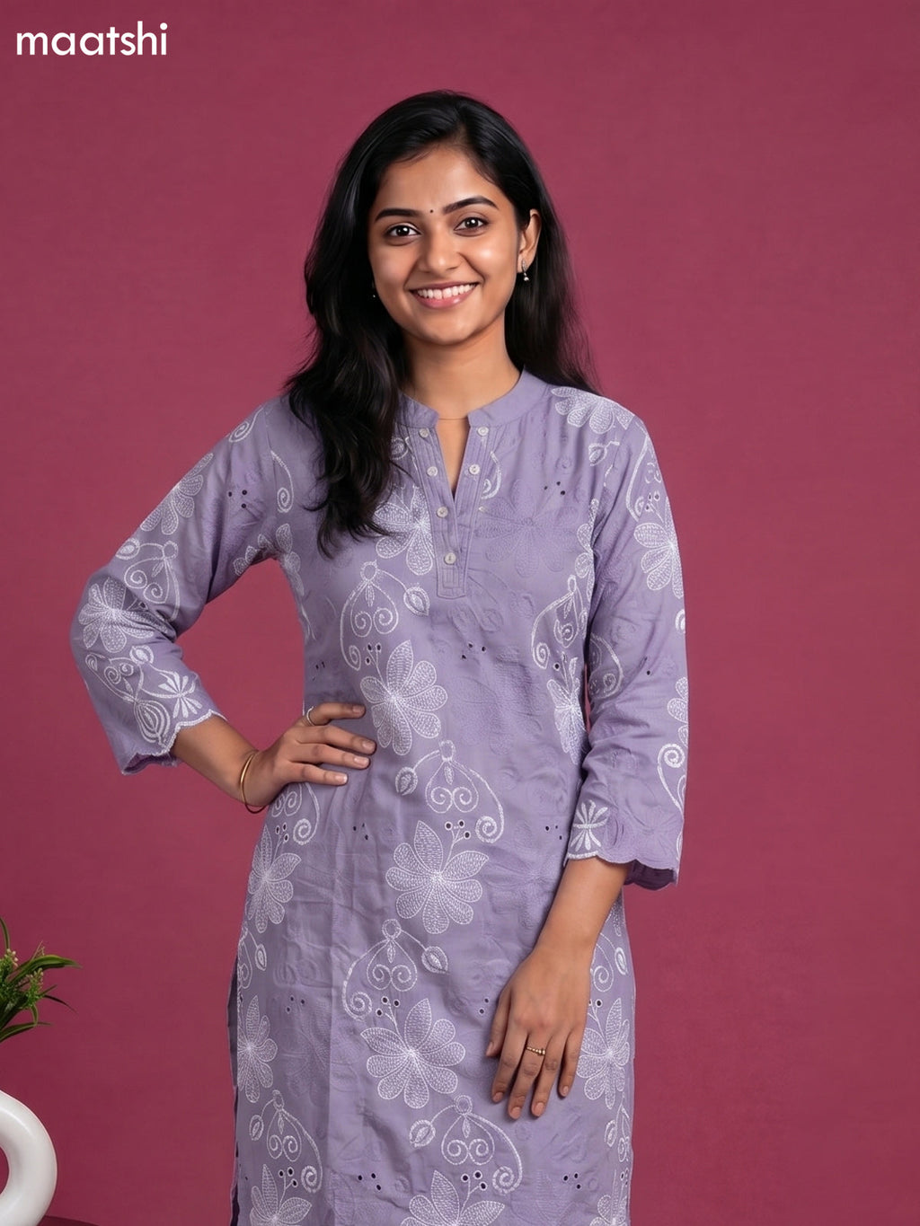Grey Cotton Embroidery & Hakoba Work Kuti Set