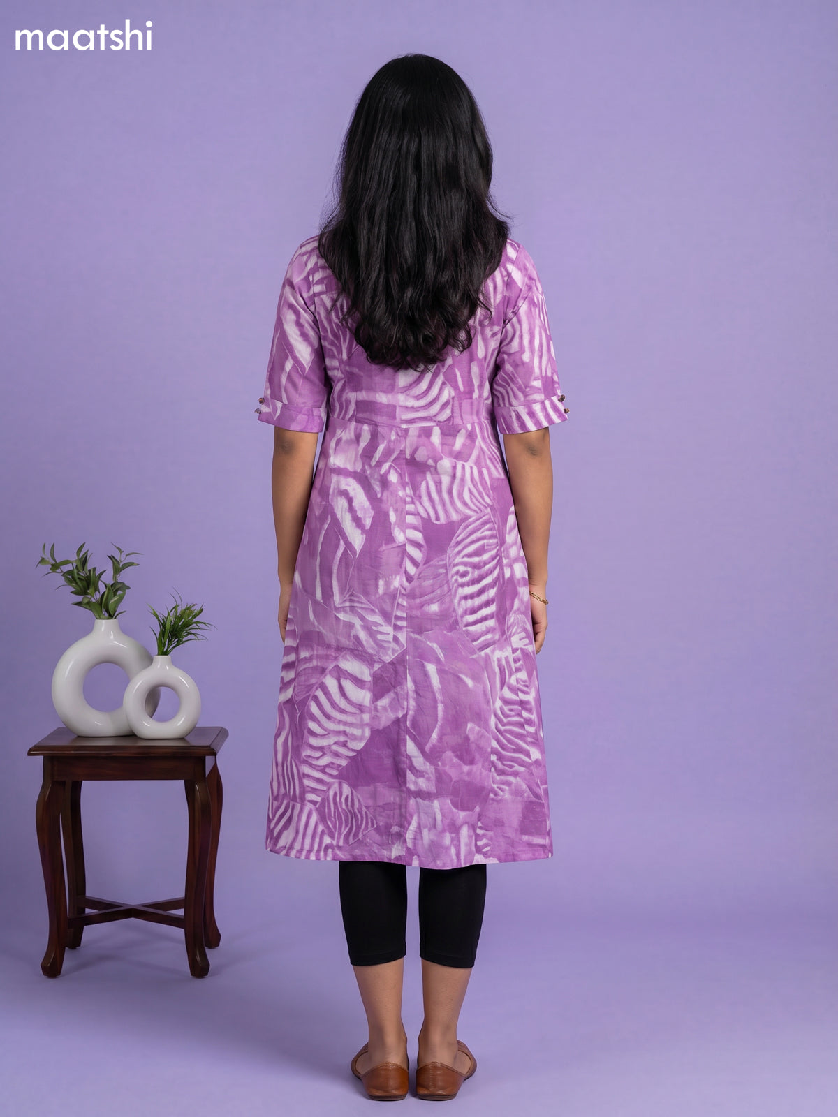 Lavender Cotton Printed Anarkali Kurti