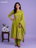 Green Mul Chanderi Embroidery Work Anarkali Suit