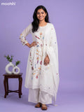 Off White Chanderi Embroidery Work Anarkali Suit