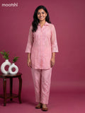 Pink Mul Chanderi Embroidery Work Short Co-Ord Set