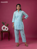 Blue Mul Chanderi Embroidery Work Short Co-Ord Set