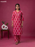 Magenta Pink and Off White Cotton Floral Long Co-Ord Set