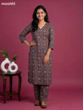 Maroon and Black Cotton Prited Long Co-Ord Set