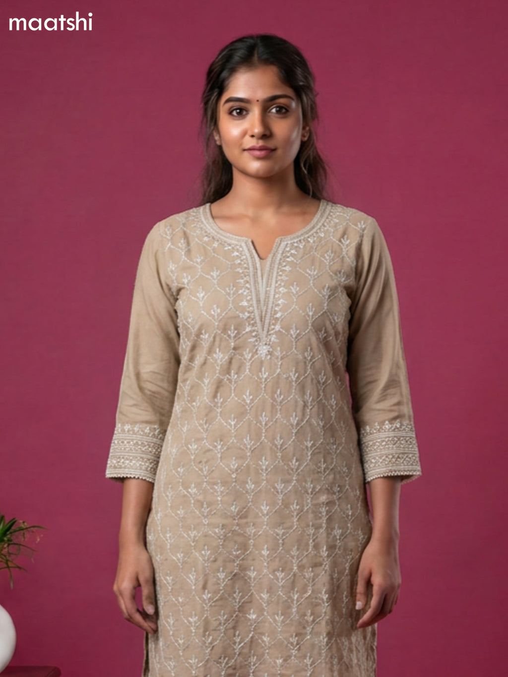 Sandal Mul Chanderi Embroidery Work Straight Suit