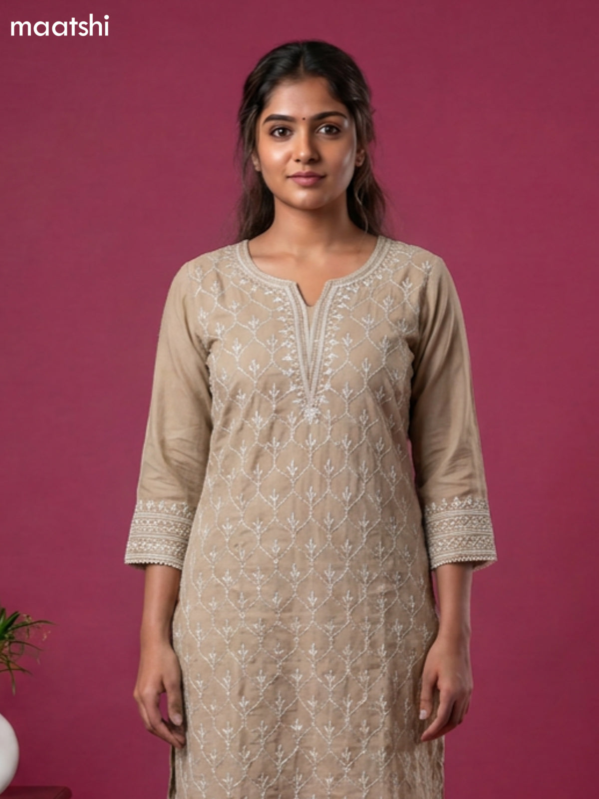 Sandal Mul Chanderi Embroidery Work Straight Suit