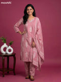 Pink Cotton Floral Printed Straight Suits