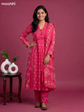 Pink Cotton Printed Anarkali Suit