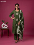 Green Cotton Embroidery Work Anarkali Suit