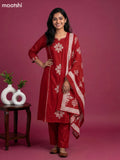 Maroon Cotton Embroidery Work Anarkali Suit