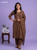 Brown Cotton Bandhani Printed Straight Suit