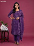 Purple Cotton Bandhani Printed Straight Suit