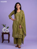Sap Green Cotton Bandhani Printed Straight Suit