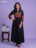 Black Cotton Embroidery Work Anarkali Kurti