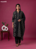 Black Cotton Bandhani Printed Straight Suit