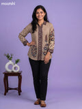 Beige and Multi Colour Crepe Silk Ajrakh Women Shirt