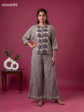 Beige and Multi Colour Crepe Silk Ajrakh Printed Short Co-Ord Set