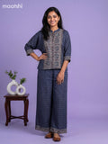 Navy Blue and Multi Colour Crepe Silk Ajrakh Printed Short Co-Ord Set