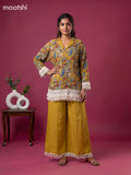 Mustard Yellow and Multi Colour Cotton Kalamkari Printed Short Co-Ord Set