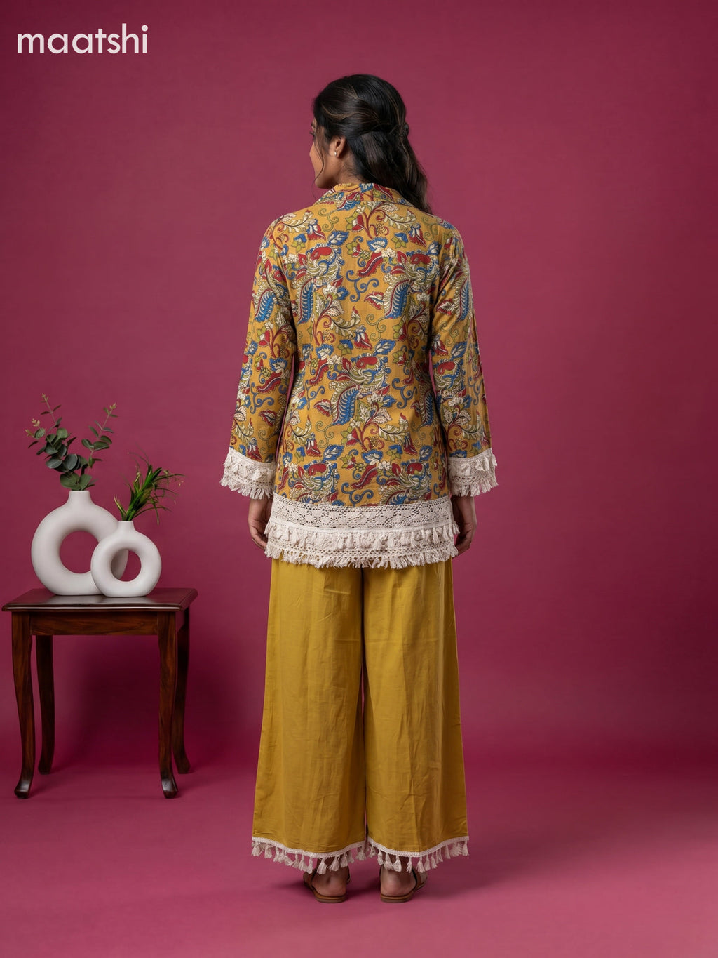 Mustard Yellow and Multi Colour Cotton Kalamkari Printed Short Co-Ord Set