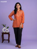 Orange Crepe Silk Bandhani Printed Women Shirt