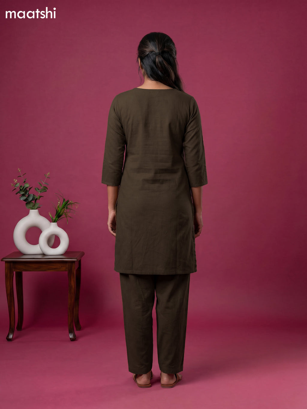 Sap Green Cotton Floral Printed Straight Suit
