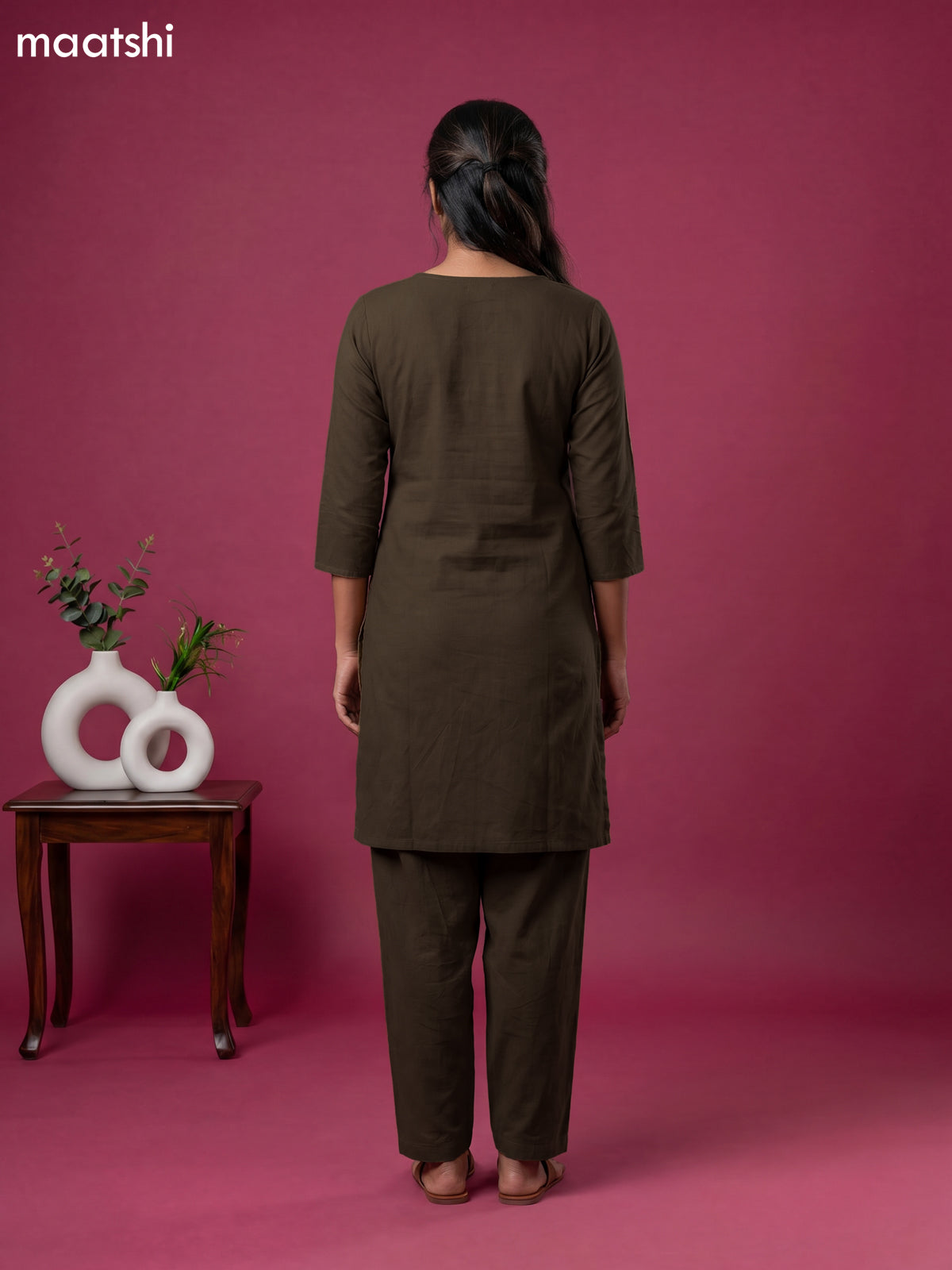 Sap Green Cotton Floral Printed Straight Suit