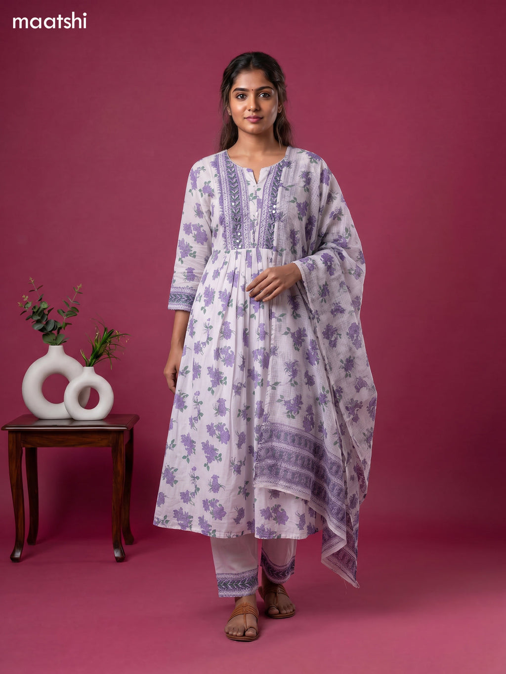 cotton floral printed anarkali suit