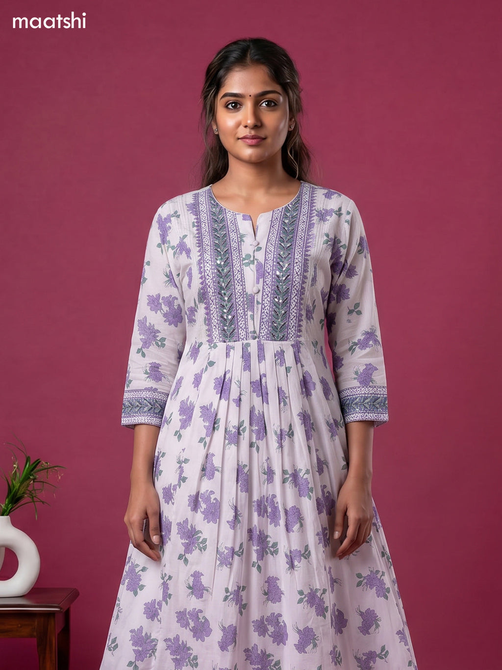 cotton floral printed anarkali suit