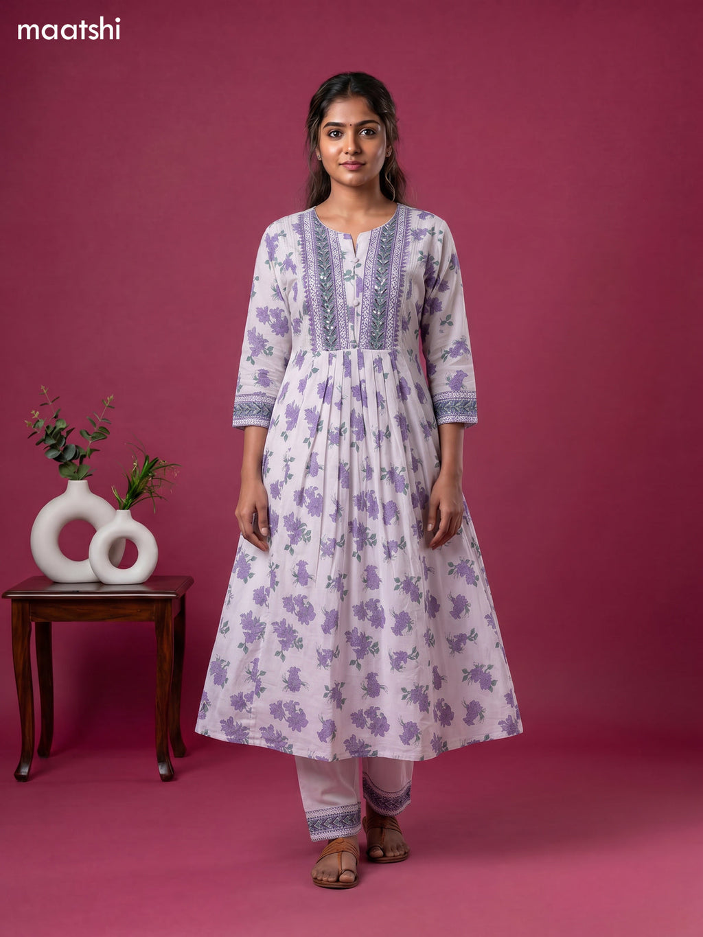 cotton floral printed anarkali suit