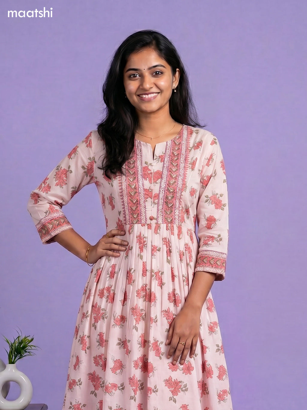 cotton floral printed anarkali suit