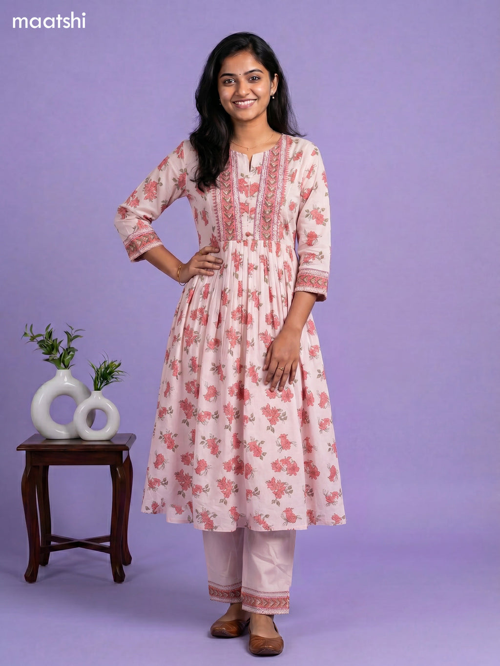 cotton floral printed anarkali suit