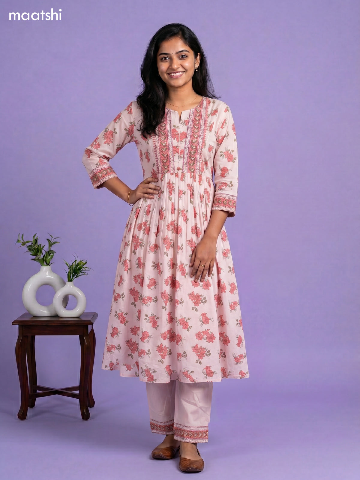 cotton floral printed anarkali suit