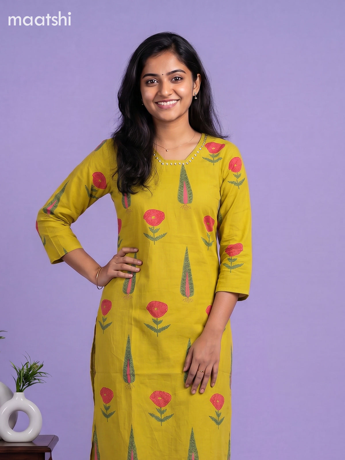 Mustard Yellow Cotton Printed & Simple Embroidery Work Straight Suit